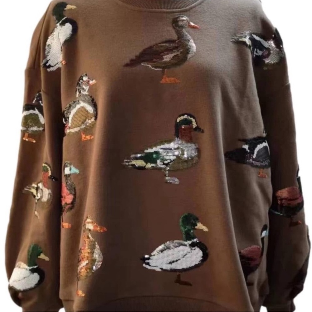 NWOT QUEEN OF SPARKLES Brown Duck Sweater